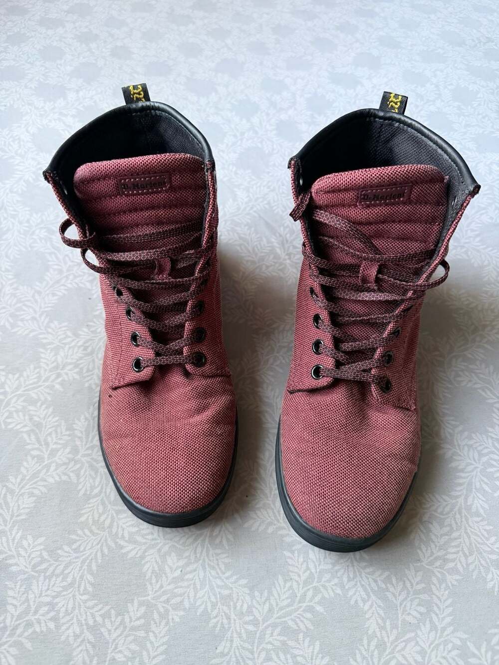 Dr. Martens Maelly Cherry Red Canvas Boots